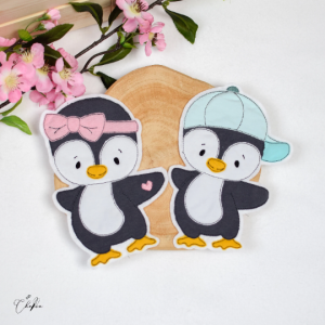 Aufnäher - Pinguin mit Mütze - Stickapplikation Jersey